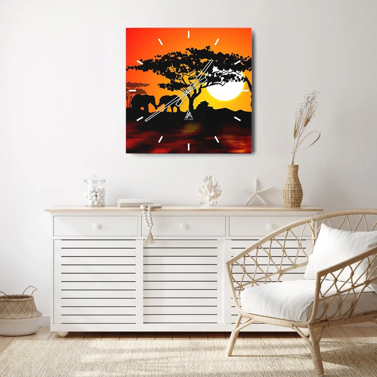 Horloge murale - Pendule murale - Rencontre dans la savane - 30x30 cm