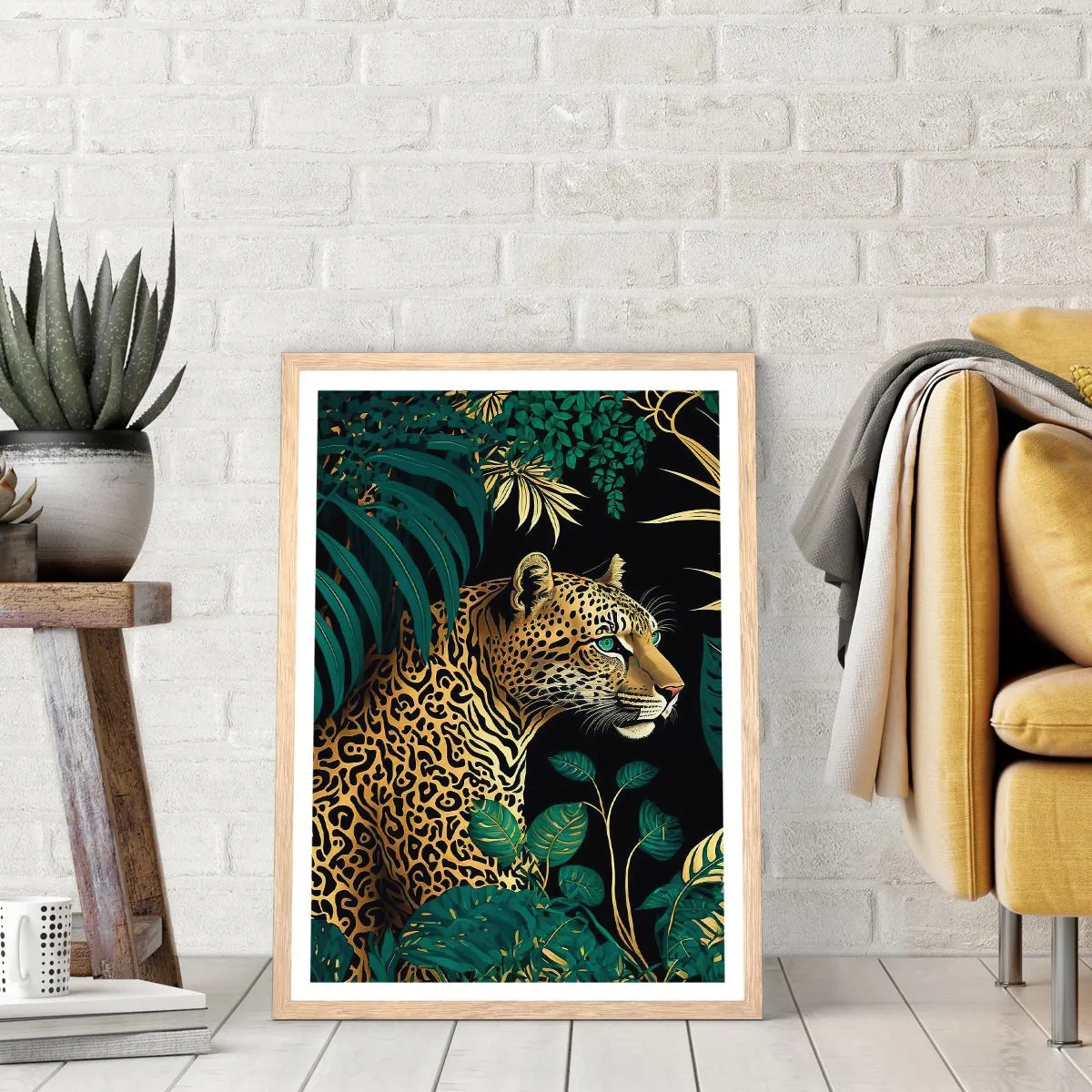 Affiche dans un chêne clair - Poster - Un hôte dans la jungle - 70x100 cm
