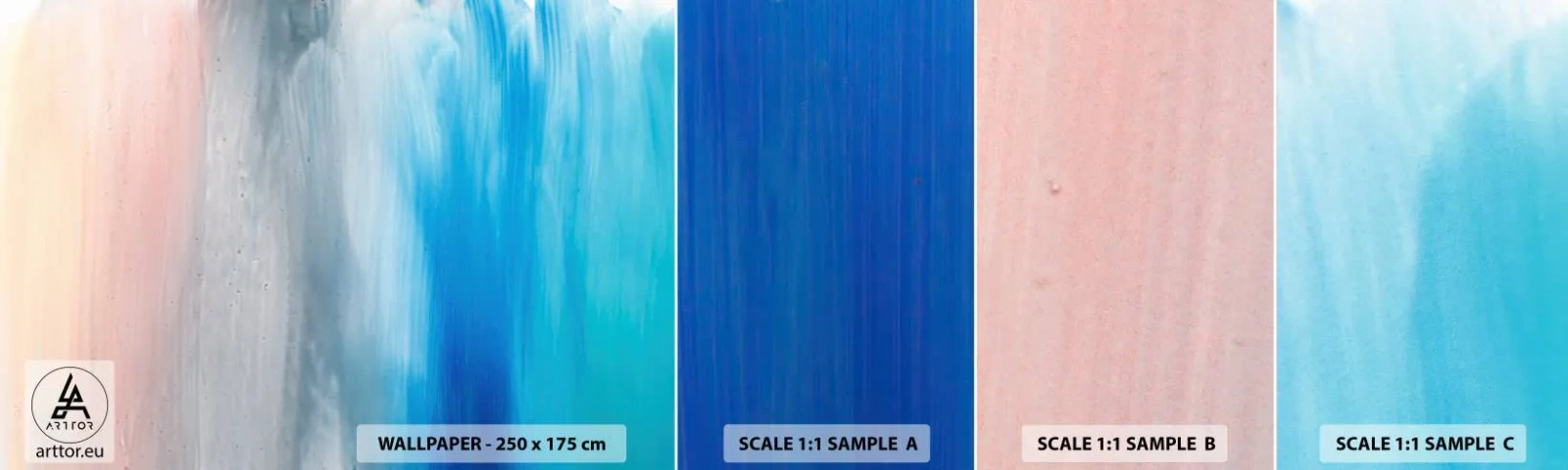 Échantillon de Papier Peint Autocollant Deluxe Sticker - Éléments : air - Abstraction, Morceau, Pastel - 100x30 cm