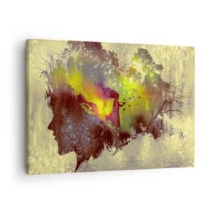 Impression sur toile - Image sur toile - Silhouette artistique d'une femme avec la nature en arrière-plan - 70x50cm - Mère Nature - Décoration murale moderne pour le salon et la chambre ARTTOR