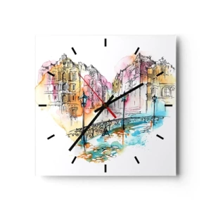 Horloge murale - Pendule murale - Le coeur de la ville - 40x40 cm