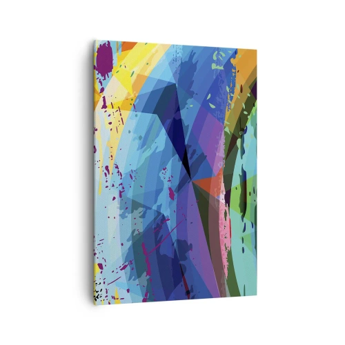 Impression sur toile - Image sur toile - Abstraction colorée dans des motifs et des formes dynamiques - 70x100cm - Vertiges colorés - Décoration murale moderne pour le salon et la chambre ARTTOR