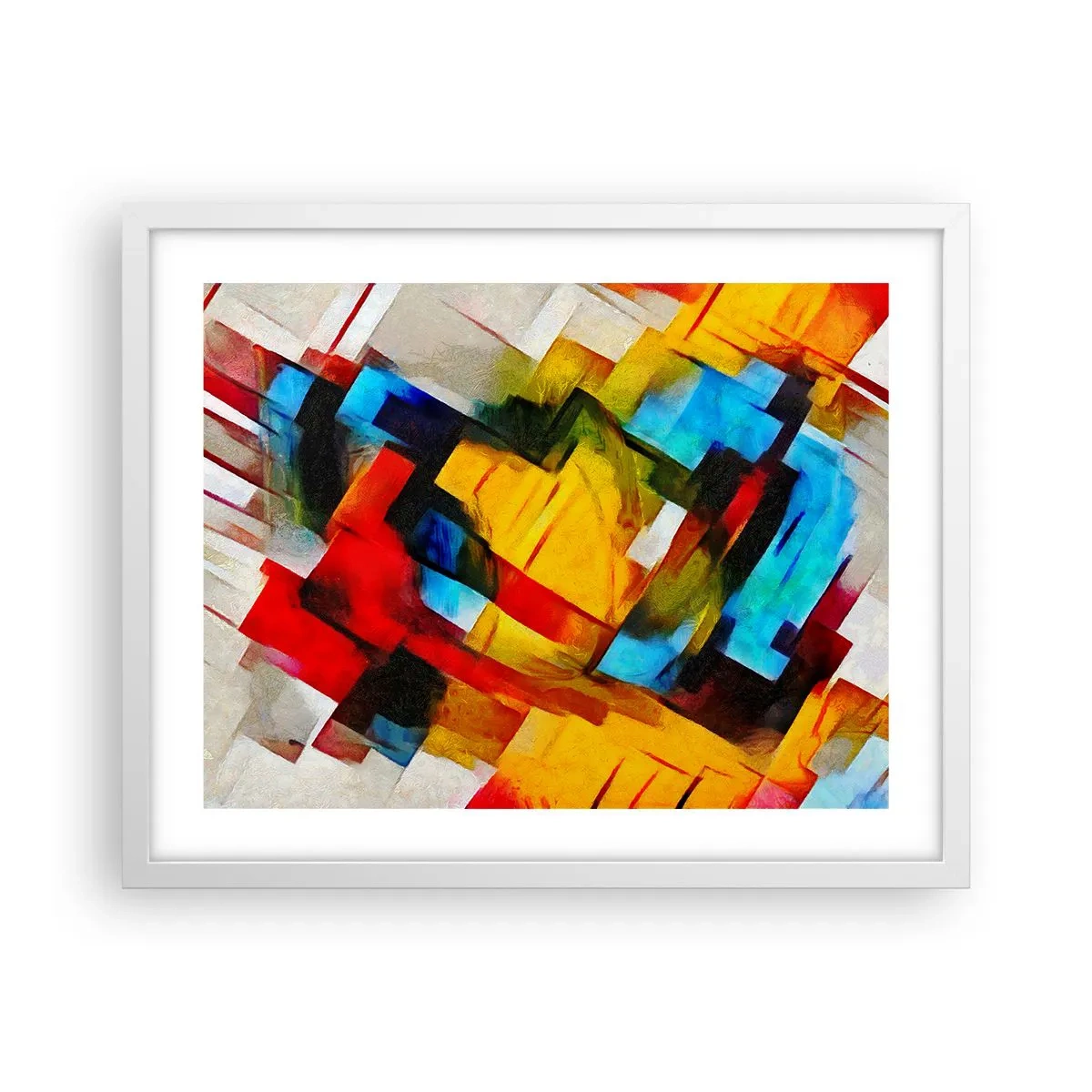 Affiche dans un cadre blanc - Poster - Une superposition multicolore - 50x40 cm