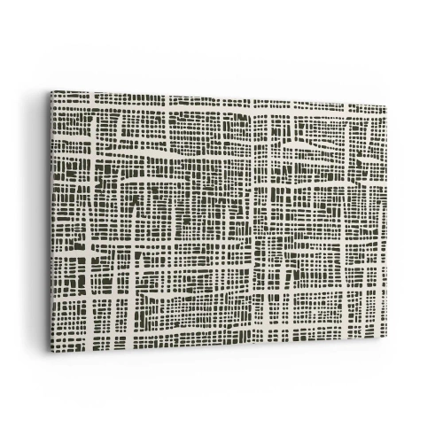 Impression sur toile - Image sur toile - Un motif géométrique ressemblant à une grille sur un fond clair - 100x70cm - Composition tissée - Décoration murale moderne pour le salon et la chambre ARTTOR