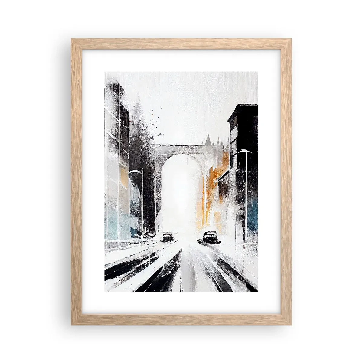 Affiche dans un chêne clair - Poster - Étude de ville : architecture et mouvement - 30x40 cm