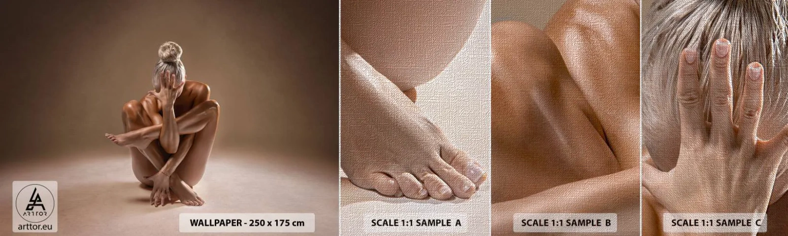 Échantillon de Papier Peint Premium Canvas - Unité du corps et de l'âme - Corps, Femme, Modèle - 100x30 cm