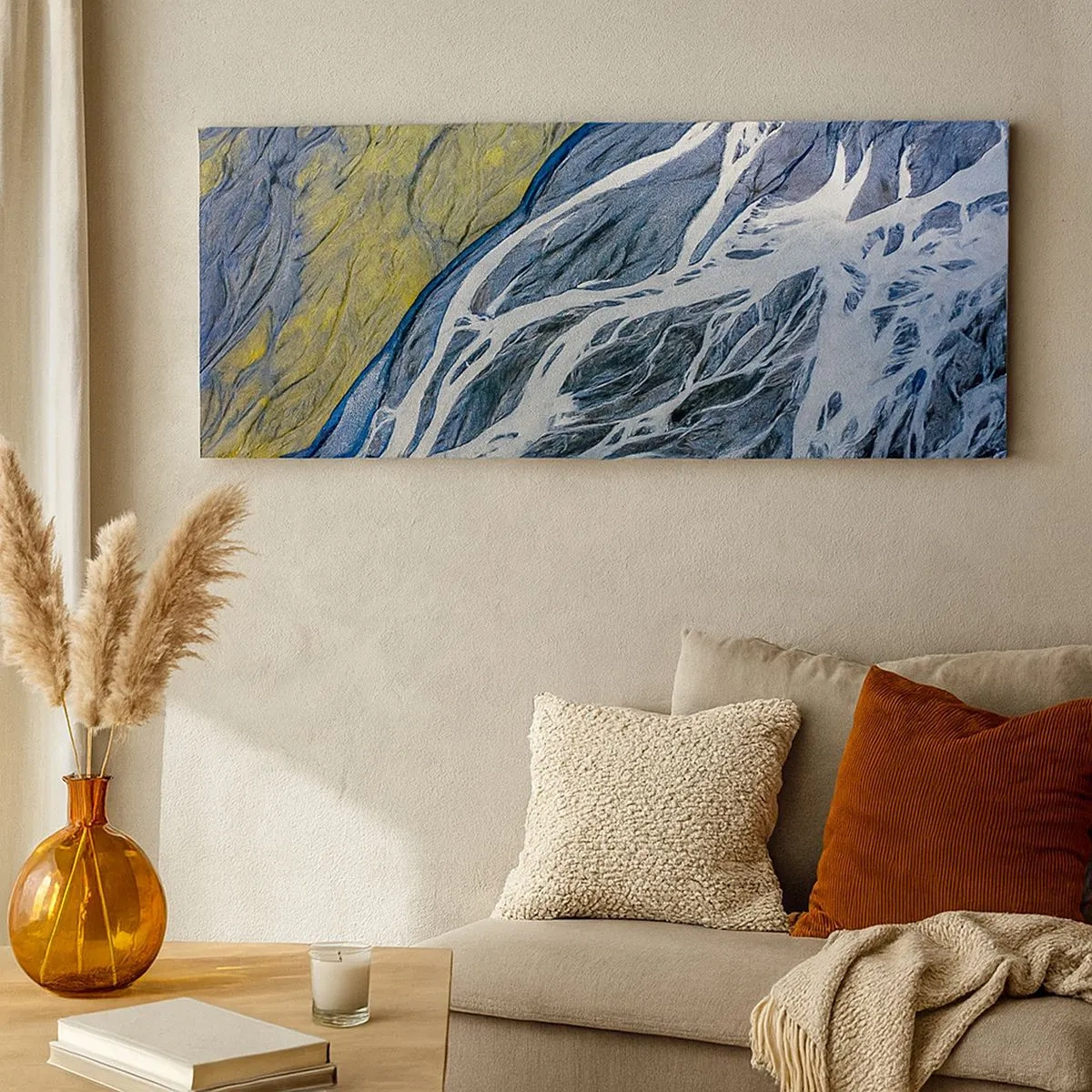 Impression sur toile - Image sur toile - Peintures rupestres de la nature - 100x40 cm