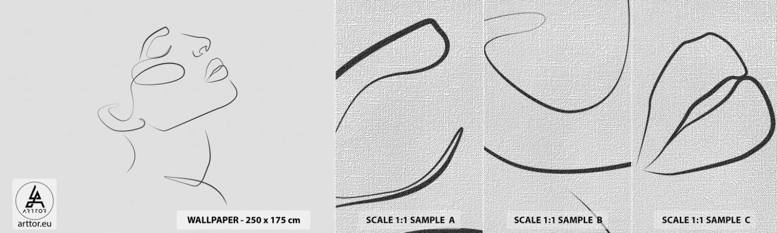 Échantillon de Papier Peint Premium Canvas - Méandre du rêve - Visage de femme, Portrait d'une femme, Graphique - 100x30 cm