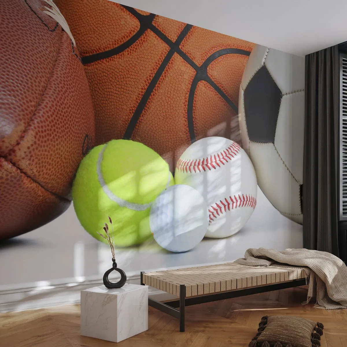 Papier Peint Photo Premium Canvas - Le football nous connecte ! - sport, Football, Ballon de basket - 250x175 cm
