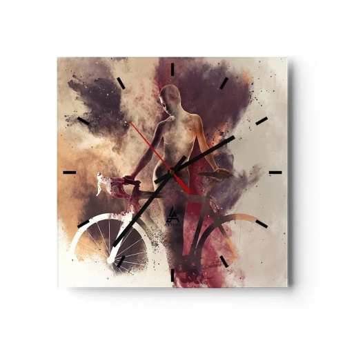 Horloge murale - Pendule murale - Une âme de vélo aux formes marbrées - 40x40 cm