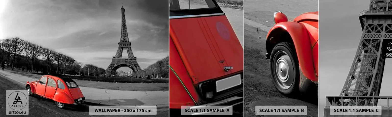 Échantillon De Papier Peint Standard Eco - Plus parisien que Paris lui-même - Ville, tour Eiffel, Paris - 100x30 cm