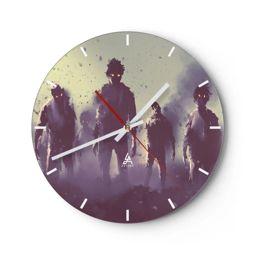 Horloge murale - Pendule murale - Des figures sombres sur un fond brumeux - 30x30cm - Fais attention! Ils arrivent - Décoration murale moderne pour le salon, la cuisine et la chambre ARTTOR
