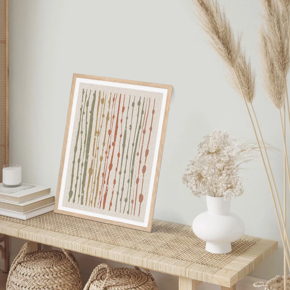 Affiche dans un chêne clair - Poster - Notation musicale des couleurs - 30x40 cm