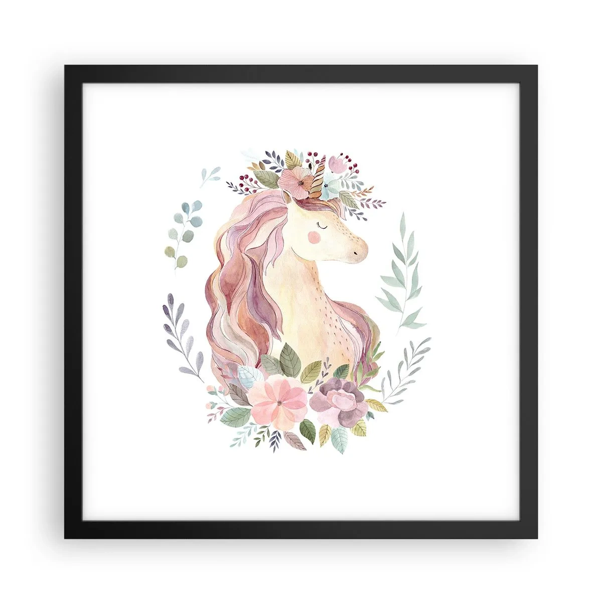 Affiche dans un cadre noir - Poster - Invitation au monde des contes de fées - 40x40 cm