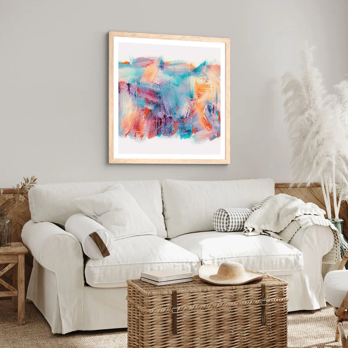 Affiche dans un chêne clair - Poster - Un désordre coloré - 40x40 cm