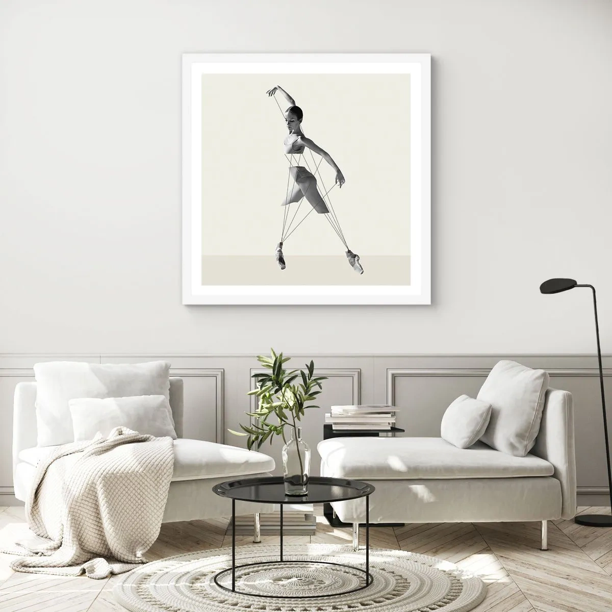 Affiche dans un cadre blanc - Poster - Dans le théatre de la vie - 50x50 cm