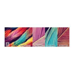 Échantillon de Papier Peint Premium Sand - Arc-en-ciel de plumes - Plumes, Lumière, Coloré - 100x30 cm