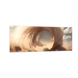 Impression sur verre - Image sur verre - Tourbillon de sable dynamique dans un désert avec des arbres - 140x50cm - Portail ouvert - Décoration murale moderne pour le salon et la chambre ARTTOR