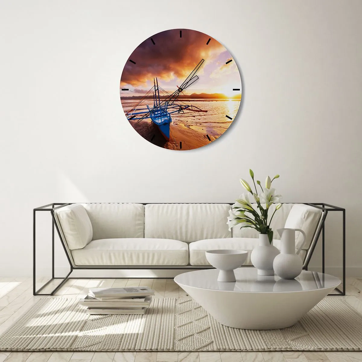 Horloge murale - Pendule murale - Allongez-vous dans le sable après une longue journée - 40x40 cm
