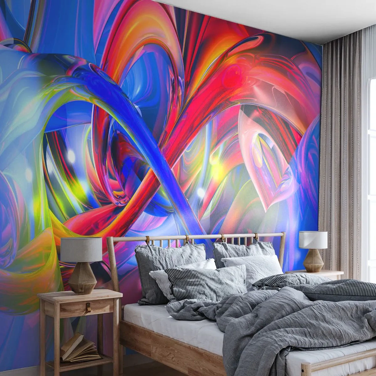 Papier Peint Autocollant Deluxe Sticker - La danse des nuances - Abstraction, 3D, Graphique - 250x175 cm