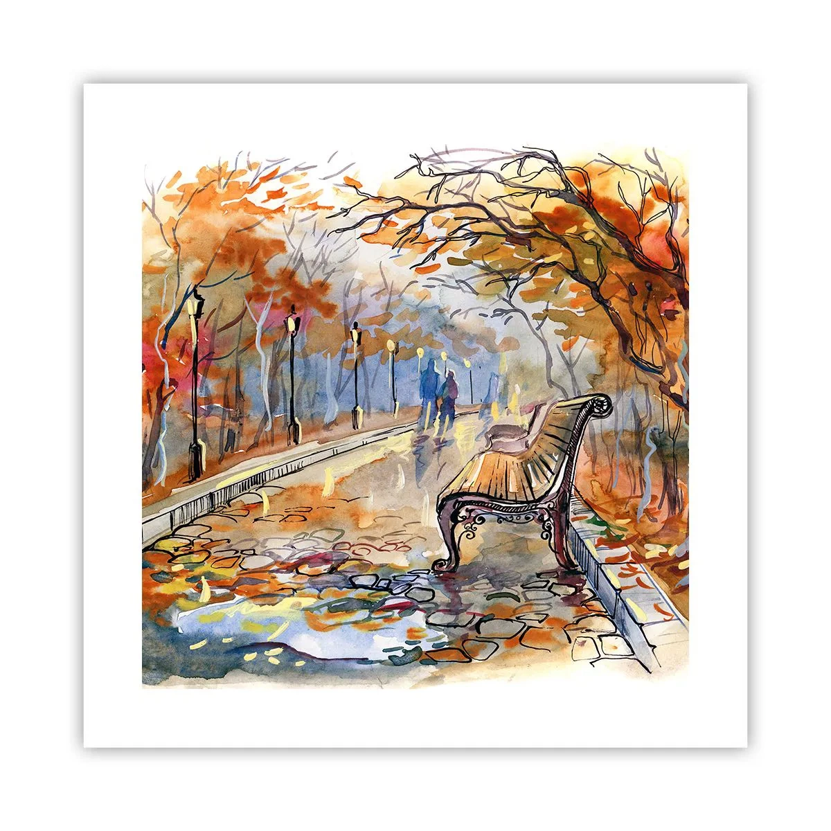 Affiche - Poster - Errer ensemble à l'automne - 40x40 cm