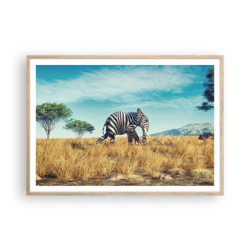 Affiche dans un chêne clair - Poster - Le gris n'est déjà plus à la mode - 100x70 cm