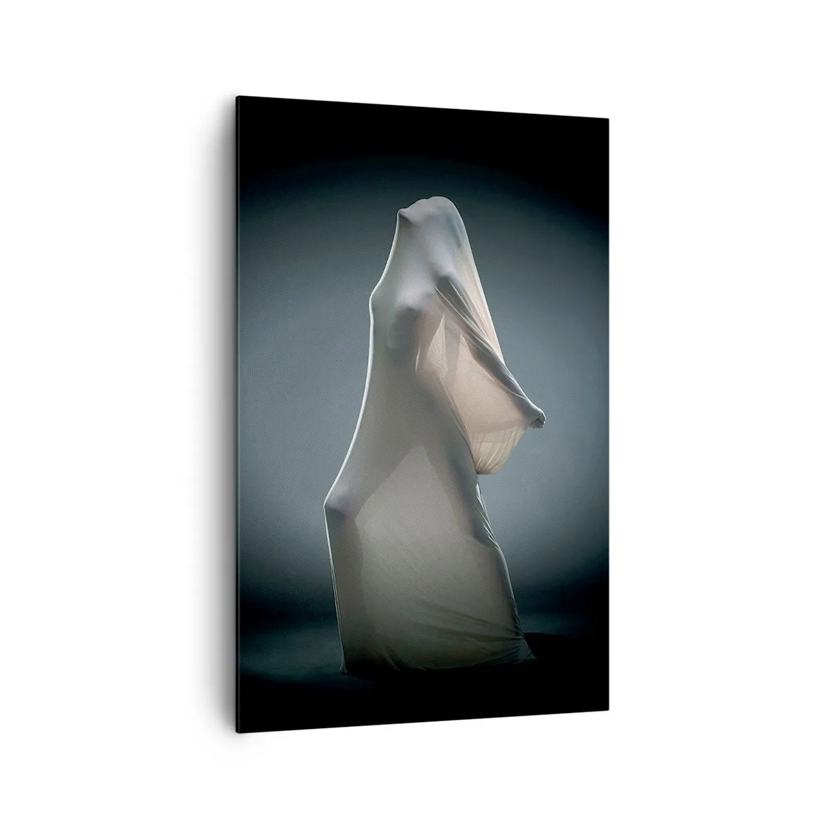 Impression sur toile - Image sur toile - Une figure en tissu blanc sur fond sombre - 80x120cm - Une soif secrète - Décoration murale moderne pour le salon et la chambre ARTTOR