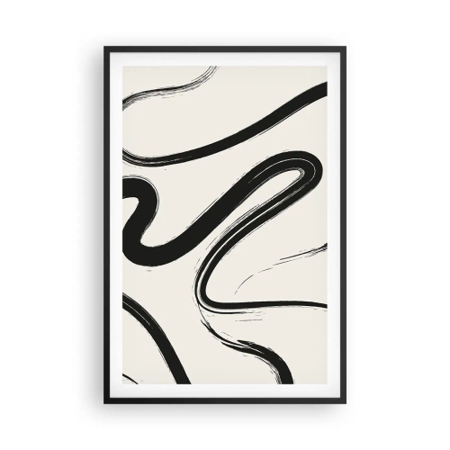 Affiche dans un cadre noir - Poster - Fantaisie en noir et blanc - 61x91 cm