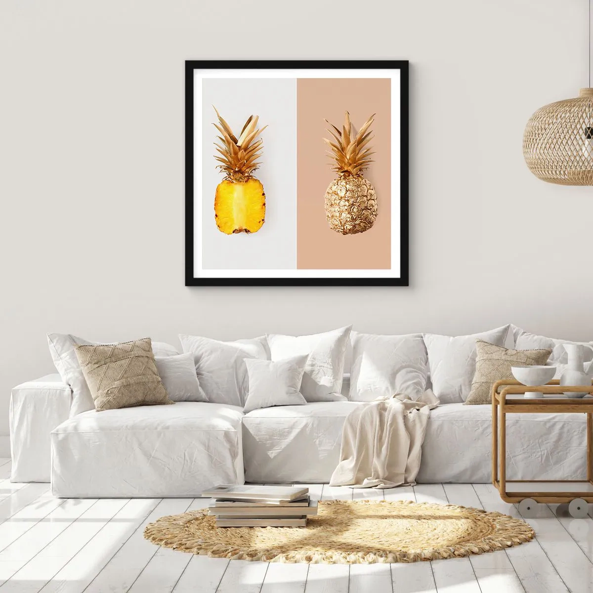 Affiche dans un cadre noir - Poster - Ananas pour nous - 60x60 cm