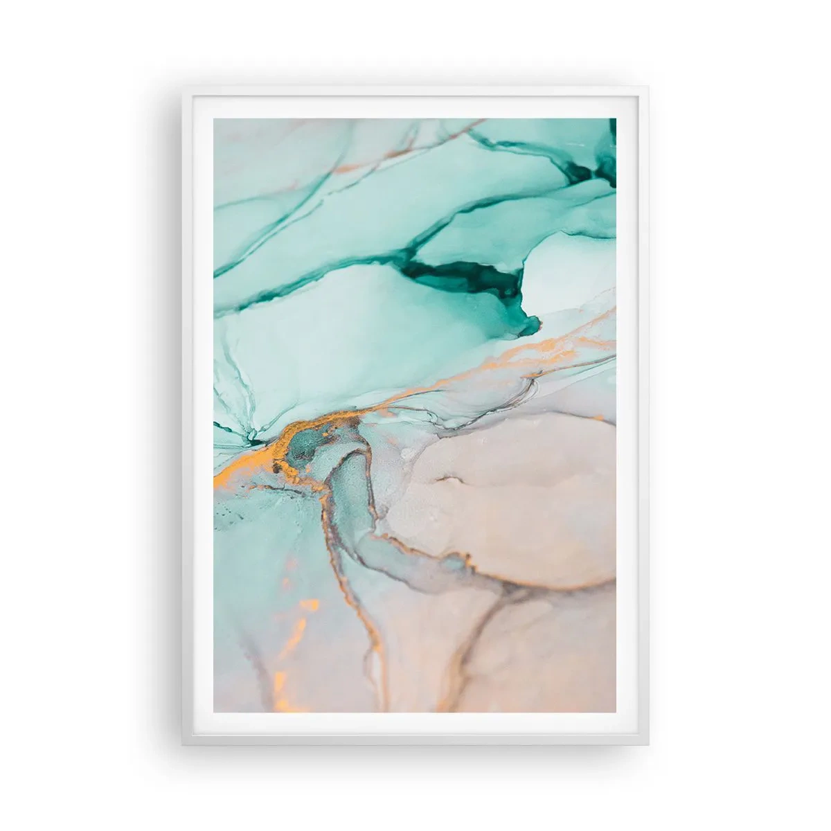 Affiche dans un cadre blanc - Poster - Danse des formes et des couleurs - 70x100 cm