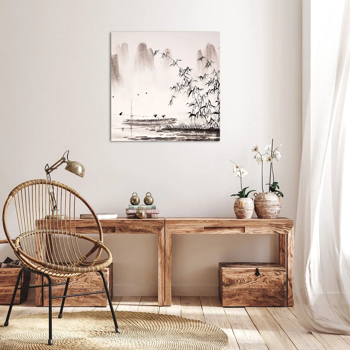 Impression sur toile - Image sur toile - Le silence des rizières - 70x70 cm