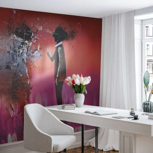 Papier Peint Photo Premium Canvas - Une scène abstraite avec une figure futuriste et des éléments dispersés. - 100x70cm - Pouvez-vous regarder à l'intérieur de vous-même ? - Décoration murale moderne pour le salon et la chambre ARTTOR