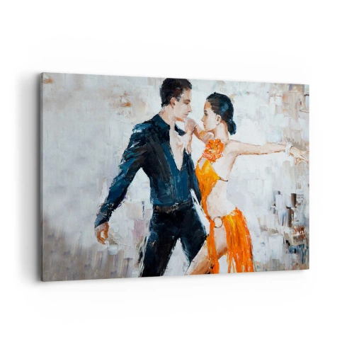 Impression sur toile - Image sur toile - Un couple dynamique dansant dans un style latino-américain. - 120x80cm - Dirty dancing - Décoration murale moderne pour le salon et la chambre ARTTOR