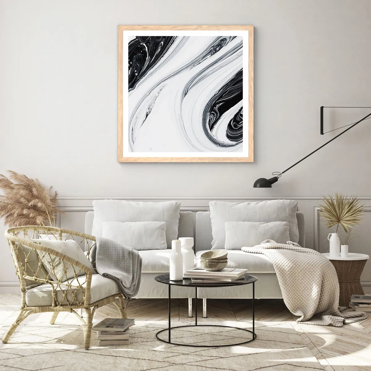 Affiche dans un chêne clair - Poster - Une combinaison d'opposés - 30x30 cm