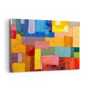 Impression sur toile - Image sur toile - Rectangles abstraits colorés dans différentes nuances - 100x70cm - Chacun est différent, tout est coloré - Décoration murale moderne pour le salon et la chambre ARTTOR