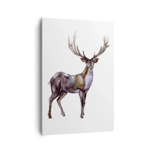 Impression sur toile - Image sur toile - Illustration à l'aquarelle d'un cerf aux bois majestueux - 70x100cm - Roi de la forêt du nord - Décoration murale moderne pour le salon et la chambre ARTTOR