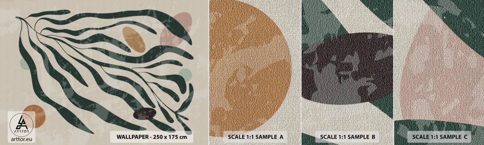 Échantillon de Papier Peint Premium Canvas - Parmi la verdure - Bohème, Usine, Moderne - 100x30 cm