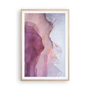 Affiche dans un chêne clair - Poster - Vagues lilas et violettes - 61x91 cm