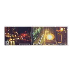 Échantillon de Papier Peint Premium Canvas - Immergé dans les lumières de la nuit - Ville, Architecture, Vie nocturne - 100x30 cm