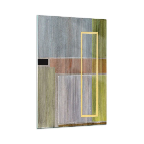 Impression sur verre - Image sur verre - Composition géométrique aux couleurs pastel avec des rectangles - 70x100cm - Simple et calme - Décoration murale moderne pour le salon et la chambre ARTTOR