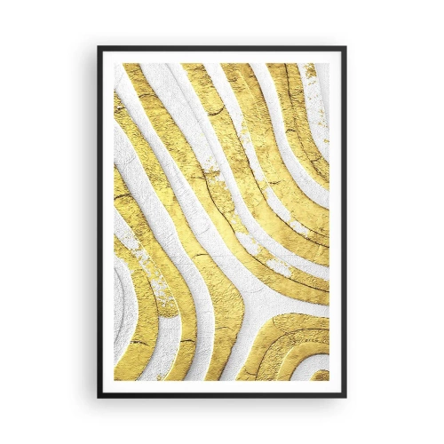 Affiche dans un cadre noir - Poster - Composition en blanc et or - 70x100 cm