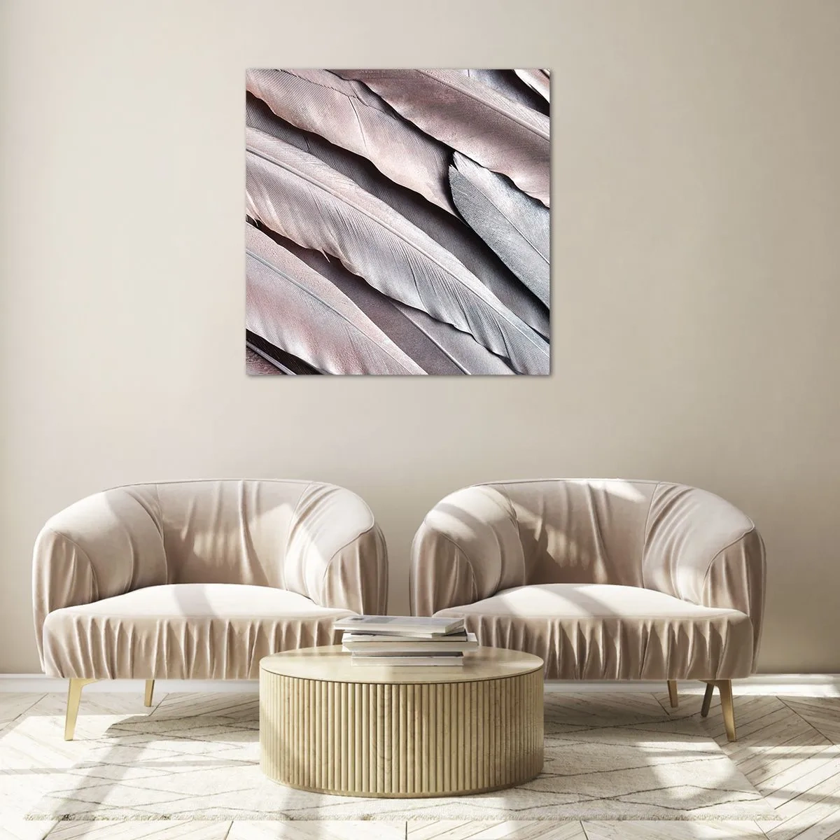 Impression sur verre - Image sur verre - En argent rose - 70x70 cm