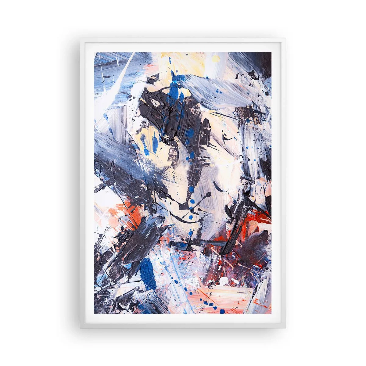 Affiche dans un cadre blanc - Poster - La danse folle de l'abstrait - 70x100 cm