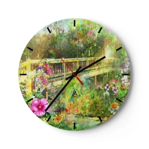Horloge murale - Pendule murale - Le soupire d'un pont de printemps - 40x40 cm