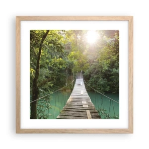 Affiche dans un chêne clair - Poster - De l'eau azur à la forêt azur - 40x40 cm