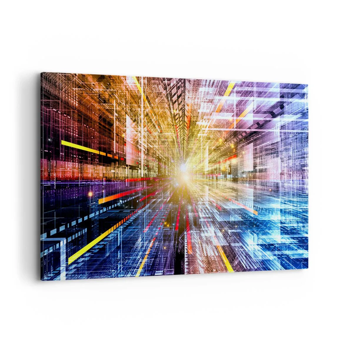 Impression sur toile - Image sur toile - Lumières dynamiques dans un couloir futuriste - 120x80cm - Couloir lumineux - Décoration murale moderne pour le salon et la chambre ARTTOR