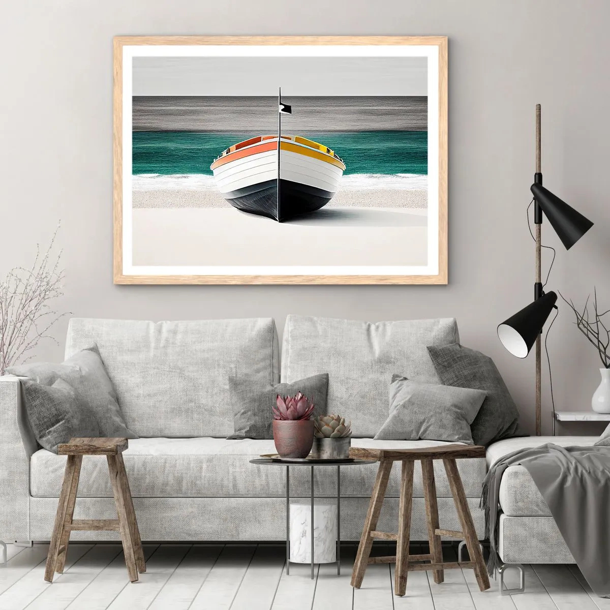 Affiche dans un chêne clair - Poster - A sa place - 91x61 cm