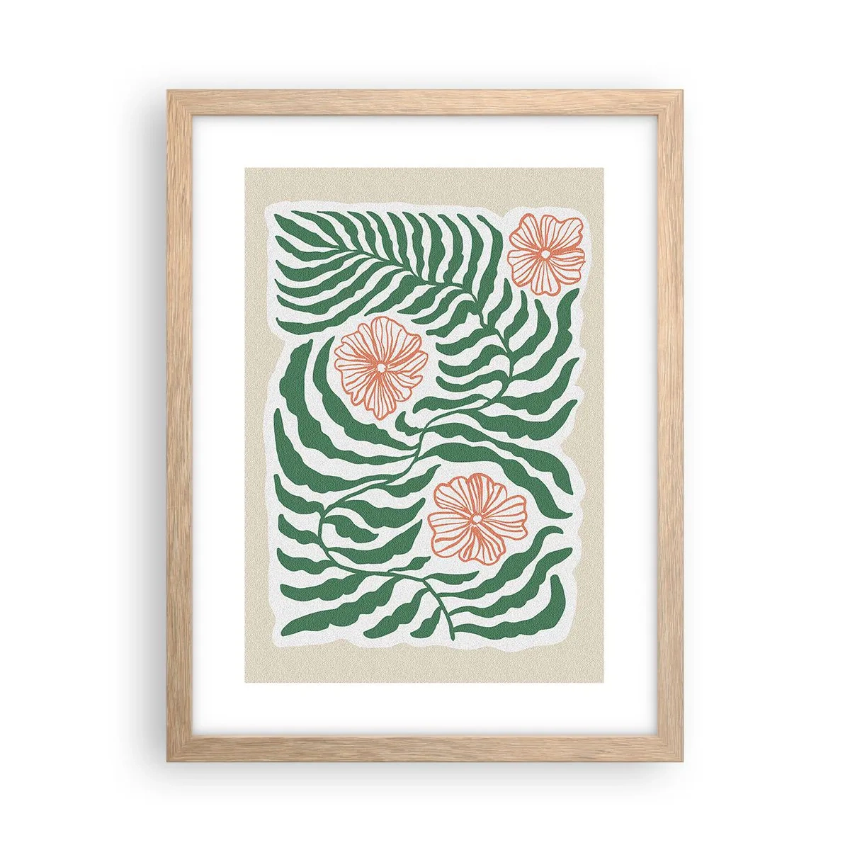 Affiche dans un chêne clair - Poster - Fleurit en vert - 30x40 cm