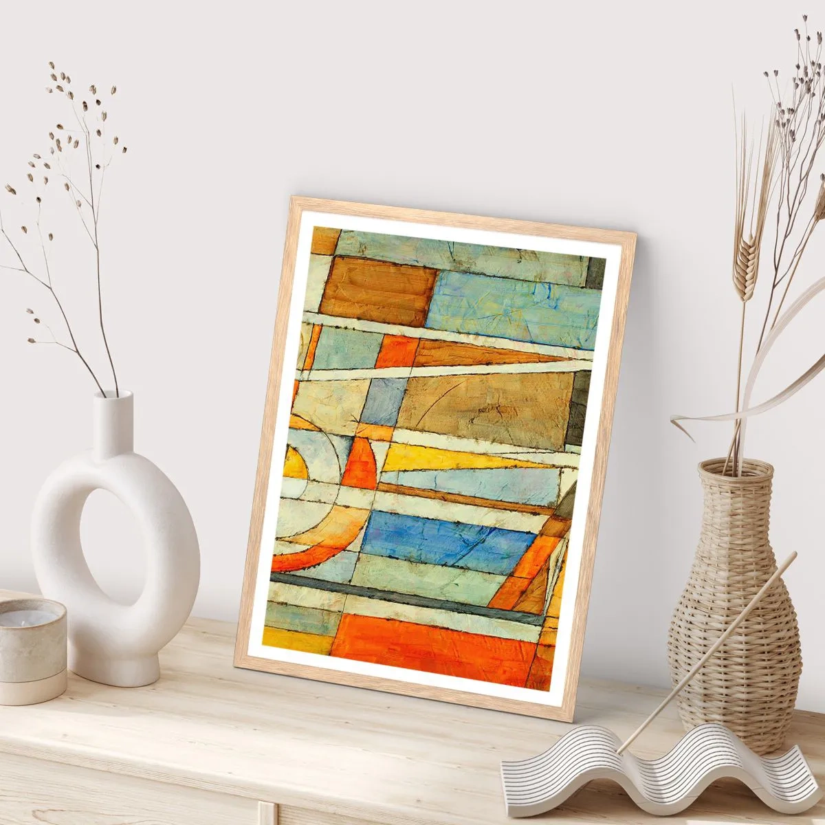 Affiche dans un chêne clair - Poster - Cubisme sur le chantier - 50x70 cm