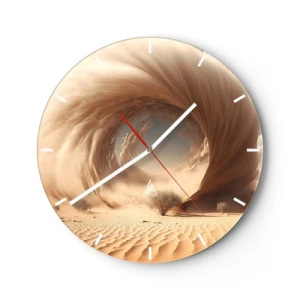 Horloge murale - Pendule murale - Un paysage désertique avec une structure tourbillonnante en forme de portail - 30x30cm - Portail ouvert - Décoration murale moderne pour le salon, la cuisine et la chambre ARTTOR